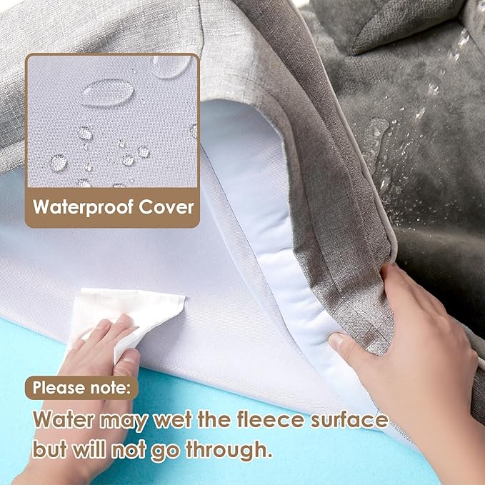 EHEYCIGA Orthopedic Small Dog Bed, Waterproof Memory Foam Washable Pet Beds | Non-Slip Bottom and Egg-Crate Foam Medium Dog Couch Bed with Washable Removable Cover, Grey