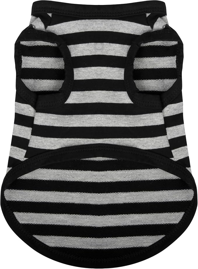 Dog Striped Shirt Happy Color Cotton Sleeveless Puppy Pet Shirts Breathable Apparel Tank Top Colorful Puppy Sweatshirt Clothes for Small Medium Dogs Grey 3XL
