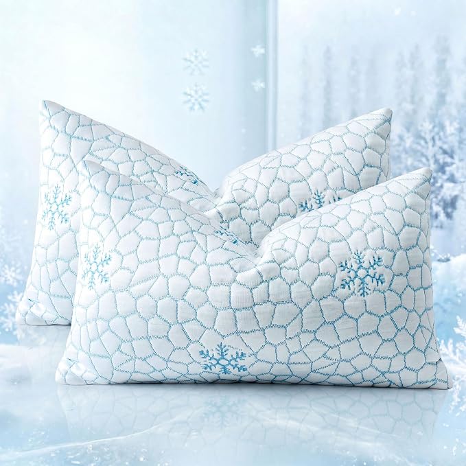 Artscope 12x20 Cooling Throw Pillow Inserts (Pack of 2) - Synthetic Down Alternative Pillow Forms, Ultra Soft Fluffy Cushion Inserts with Cooling Cover for Decorative Pillows on Couch Sofa & Bed