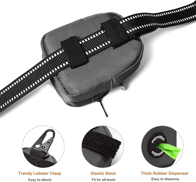 Petmolico Dog Poop Bag Holder Treat Pouch for Dog Leash, Dog Waste Bag Dispenser Treats Storage Holder Training Pouch with Clip, Deep Gray