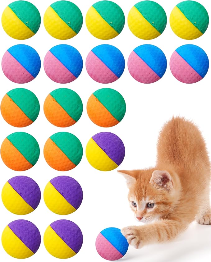 PET SHOW 20 Pack Cat Toys Sponge Balls 1.57inch for Indoor Cats Kitten