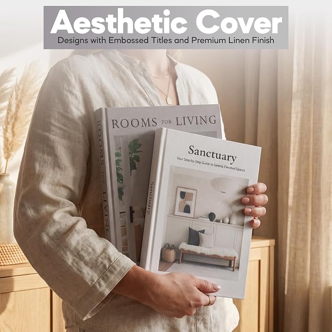 Decorative Books for Home Decor with Storage – Set of 2 Faux Linen Book Boxes with Aesthetic Covers – Enhance Your Coffee Table, Bookshelf Decor – Hidden Storage for Photos, Keepsakes, and Jewelry