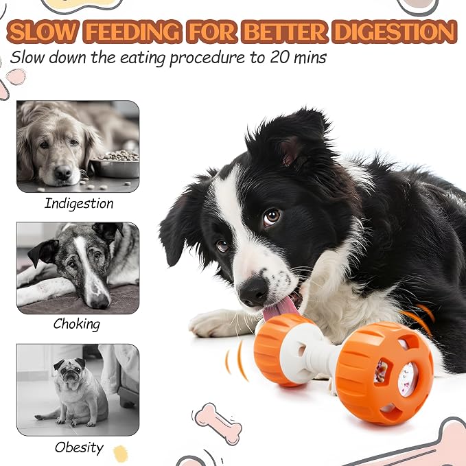 ALL FOR PAWS Dog Frozen Treat Toy, Interactive Slow Feeder Enrichment Toy for Dog, Dumbbell Treat Ball with Food-Grade Silicone Tray, DIY Frozen Puzzle Toy for Small to Large Dogs