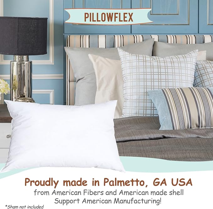 Pillowflex Synthetic Down Pillow Insert 12x26 in - Karate Chop Pillow | Large Rectangle Sham Form, Plush Polyester Cotton Blend, Cloud-Like Comfort, Clump-Resistant Fill, Smooth Elegant Finish