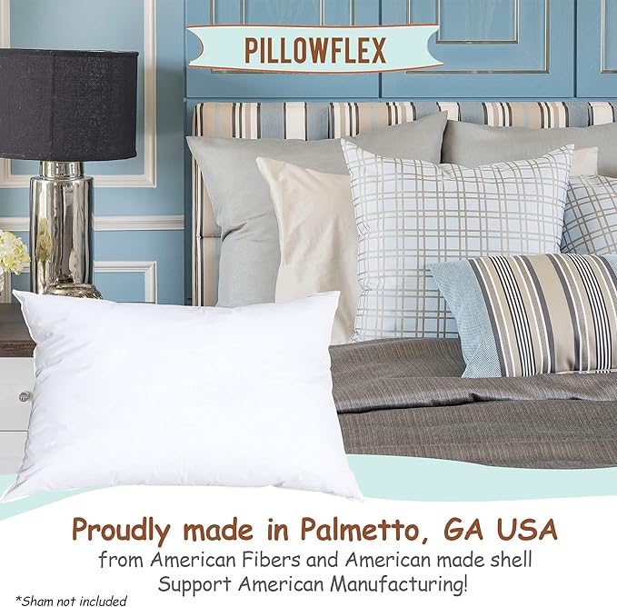 Pillowflex Synthetic Down Pillow Insert 12x24 in - Karate Chop Pillow | Large Rectangle Sham Form, Plush Polyester Cotton Blend, Cloud-Like Comfort, Clump-Resistant Fill, Smooth Elegant Finish