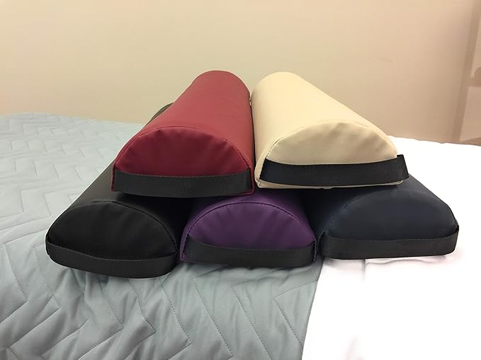 NRG Half Round Massage Bolster - Durable Massage/Spa Table Pillow Cushion - Positioning Bolster with Carrying Strap - CFC Free Foam, NaturSoft Vinyl Cover - 3 x 6 x 26 Inches - Color: Burgundy