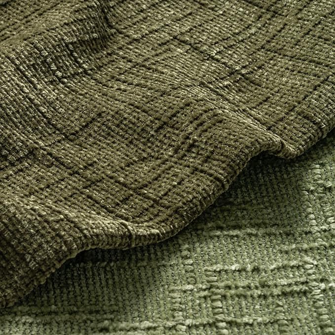 MIULEE Chenille Textured Throw Pillow Covers Olive Green 18x18 Set of 2 | Slubby Decorative Pillows, Boho Farmhouse Home Decor, Modern Neutral Cushion Covers for Couch Sofa Bed Living Room