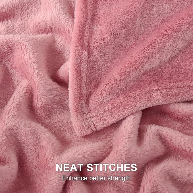 Hansleep Throw Fuchsia Fleece Blanket, Soft Flannel Bed Blanket | Fuzzy Cozy Blanket 50x60 Inches, Multi-use for Bed, Sofa, Couch, Travel, Camping, All Season Warm Lightweight Cover