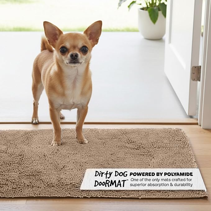 Dog Gone Smart Dirty Dog Doormat - Super Absorbent - Latte, 23 x 16 in | Polyamide Rug Pulls in Moisture & Dirt - Fast Drying for Clean Floors, Non-Slip, Machine Washable Mat for Muddy Paws
