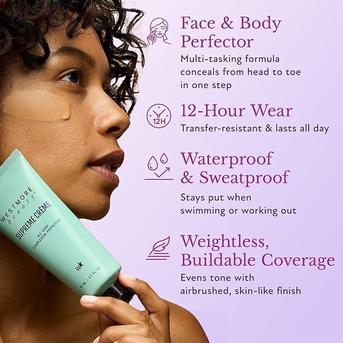 Westmore Beauty Supreme Creme All-Over Complexion Perfector – Long-Lasting CC Cream Foundation - Waterproof & Transfer-Resistant Skin Tint - 3.3 Oz (Tan)