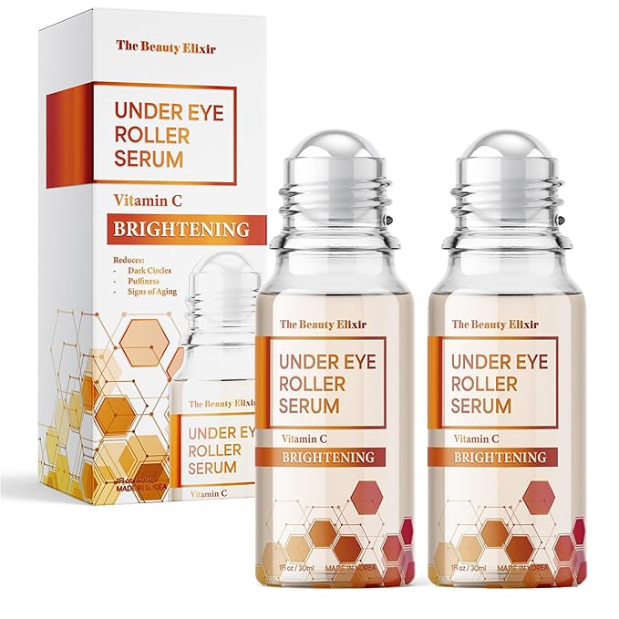 Vitamin C Eye Roller For Puffy Eyes & Dark Circles - Brightens Under Eyes - Crow's Feet Treatment - Dermatologist Tested, Natural Clean Beauty - Korean Skin Care - For All Skin Types