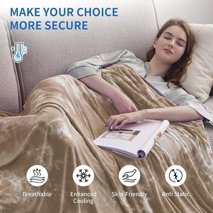 Guohaoi Cooling Throw Blanket for Hot Sleepers, Full Size 60''×90'' | Lightweight Breathable Summer Bed Blanket for Night, Arc-Chill Q-Max >0.5 Cool Fiber, Lightweight Tie Dye Blanket Beige
