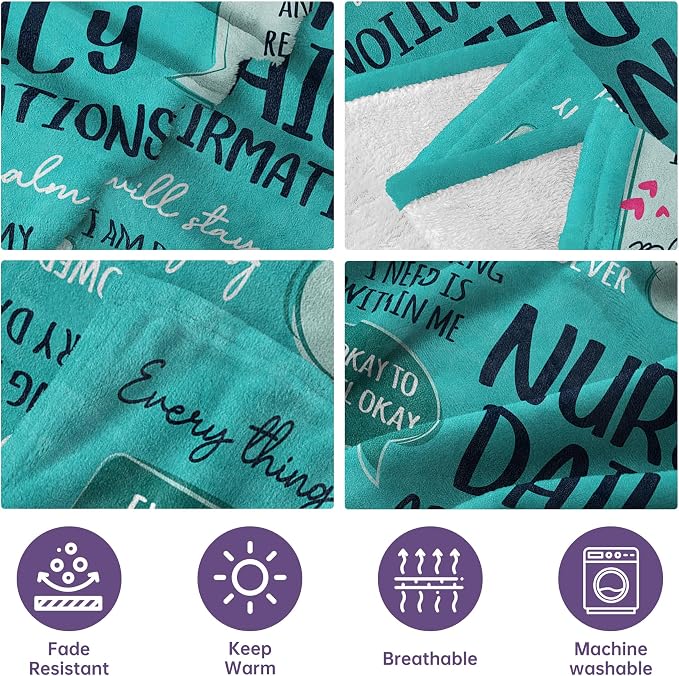 Craftique Nurse Gifts for Women Men- Nurse Blanket with Daily Affirmations | LPN RN Gifts for Nurses, Appreciation/Graduation/Christmas/Birthday Gifts for Nurse, Nursing School, Nurses Week/Day, Soft
