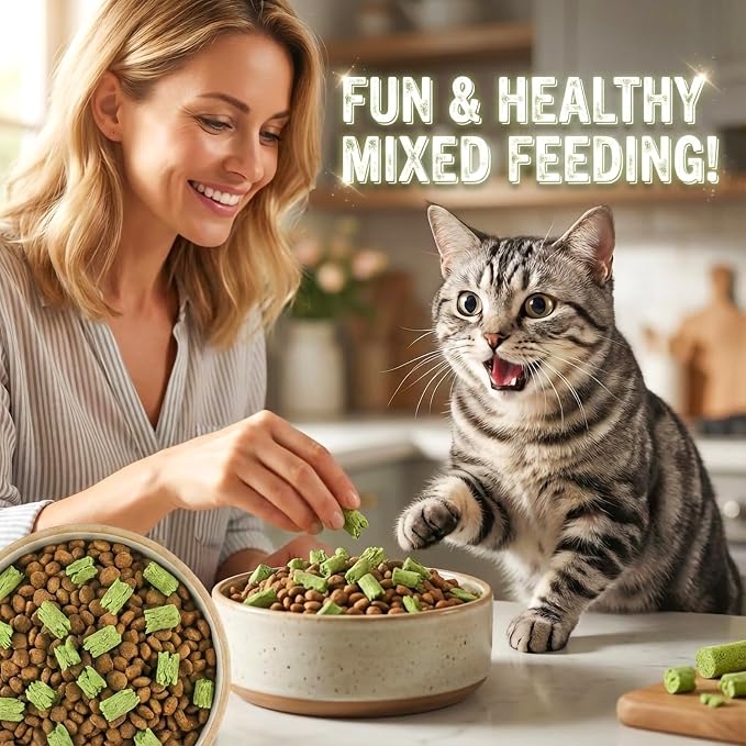 17PK Cat Grass Chew Sticks Freeze-Dried Dental Hairball Kitten Toy