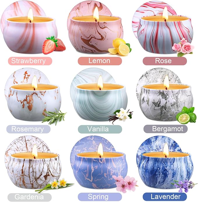 Candles - Scented Candles Gift Set for Women, 9-Pack Natural Aromatherapy Candles for Home Scented, Long Burning Gifts for Stocking Stuffers, Party Favor, Mothers Day, Birthday, Valentines Day