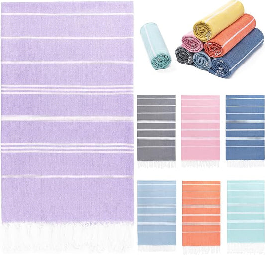 Aegero Turkish Beach Towel, 36"x71" Quick Dry Sand Free Oversized Bath Pool Swim Towel, Lightweight Travel Turkish Towels Vacation Essentials, Purple