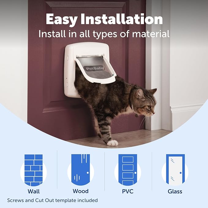 PetSafe, Deluxe Magnetic Cat Flap, Selective Entry, 4 Way Locking, White