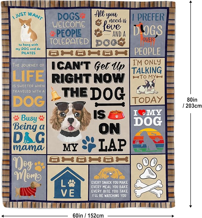 Dog Lover Gifts for Women, Dog Mom Gifts for Women Blanket 60"x80" | Dog Throw Blanket, Presents for Dogs Lovers/Mom, Presents for Dogs Owners Blanket, Doggie Blanket