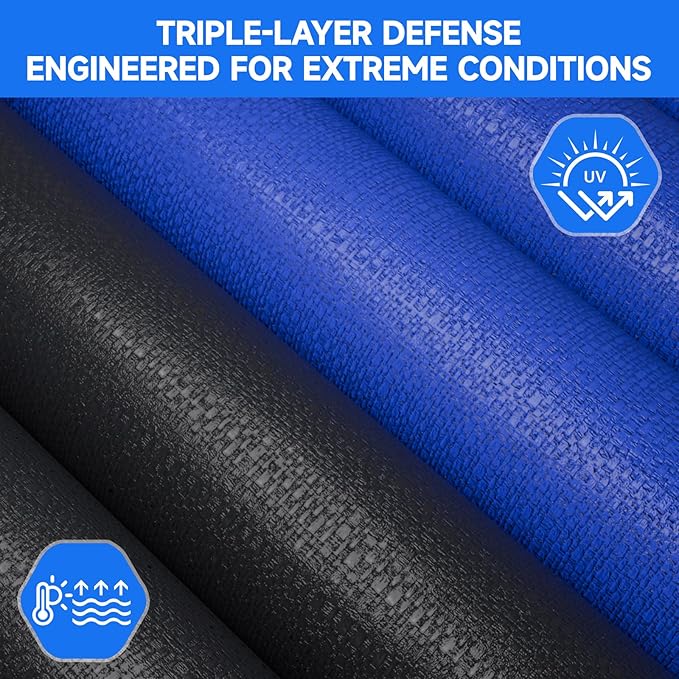 [Upgrade] 18ft/21ft/24ft Pool Cover for Above Ground Pools, 21 Feet Winter Round Swimming Pool Cover with 4 Foot Overlap Extra Thick 500D Cable & Heavy-Duty Winch 21 Foot Round Pool Covers