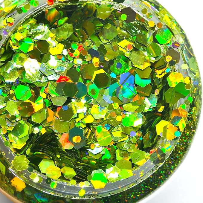 Light Green - Craft Glitter - 2oz Glitter Shaker Bright Colorful Mix Chunky Body Glitter Bulk - 24 Colors in Shaker, Cosmetic Grade Glitter - EBLB608