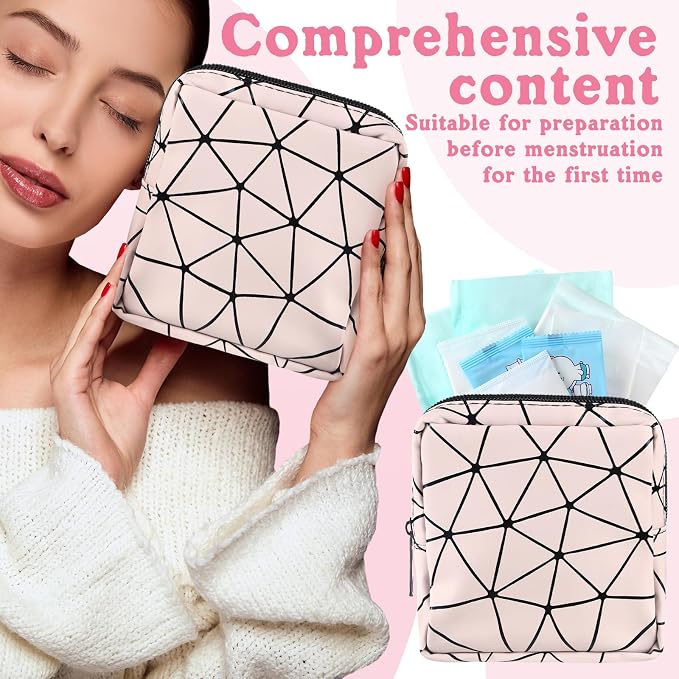 Tondiamo First Period Kit for 9-12 for School Menstrual Starter Kit Essentials for Tween Girls Gifts Box with Sanitary Pad Bag 25 Sanitary Napkins 10 Feminine Wipes