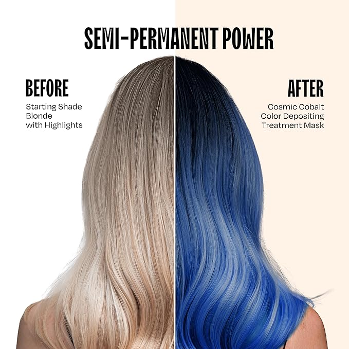 Overtone Semi Permanent Hair Color Conditioner, Cosmic Cobalt, 8 oz, Nourishing, Damage-Free, Color Depositing Mask for All Hair Types with Shea Butter & Coconut Oil, Vegan & Cruelty-Free