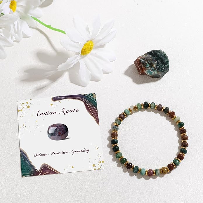 GolbalJew 4 * 6mm Gemstone Rondelle Bead Bracelets for Women Healing Crystal Stone Beads Bracelet Handmade Beaded Spiritual Jewelry Gifts