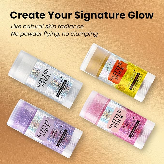 Gold Body Glitter Stick - Face & Hair Glitter Stick for Shimmer & Shine, Long-Lasting Sparkle,Glitter Gel for Hair, Glitter Makeup for Women and Men