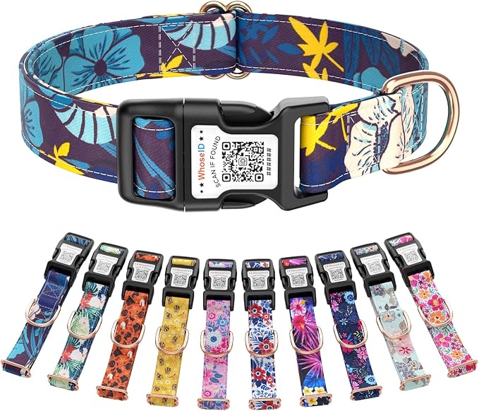 Dog Collar for Meidum Dogs with Smart QR Tags