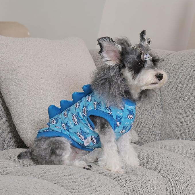 CuteBone Dinosaur Costume Dog Shirt, Stretchy Velvet T-Shirt Clothes for Small Dogs, Soft & Breathable Pet Tee Outfit Cat Apparel for Daily Wear, Cozy Pullover Design Puppy Fashion COSBX04S