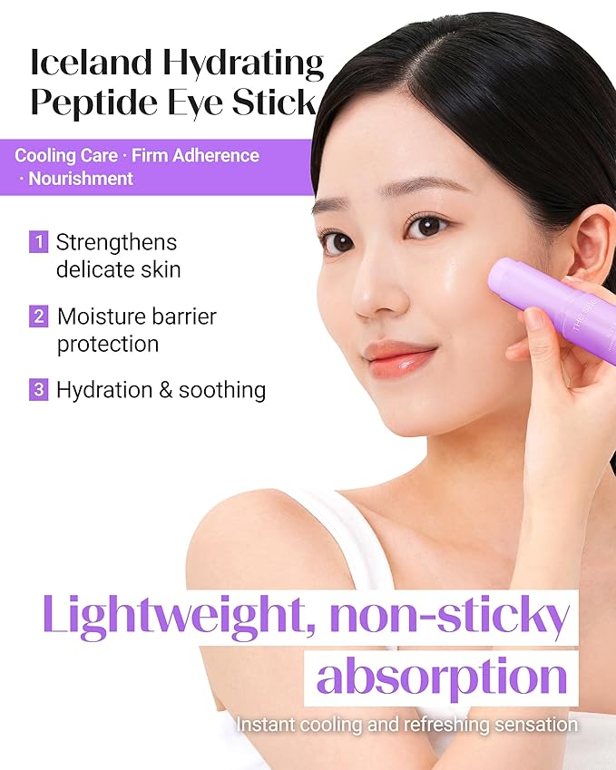 THESAEM Iceland Eye Stick Bundle - 2 Pack (Collagen + Peptide) 0.38 oz Each - Anti-Wrinkle Cooling Balm for Dark Circles & Puffiness - Under Eye Treatment with 6-Type Collagen & 5-Peptide Complex