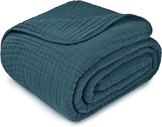 Comfy Cubs Adult Muslin Blanket 90x90” Queen Swaddle Blankets, Neptune | 6 Layer Soft, Breathable & Lightweight Muslin Adult Blanket - Machine Washable & Designed in the US Bedding for All Seasons