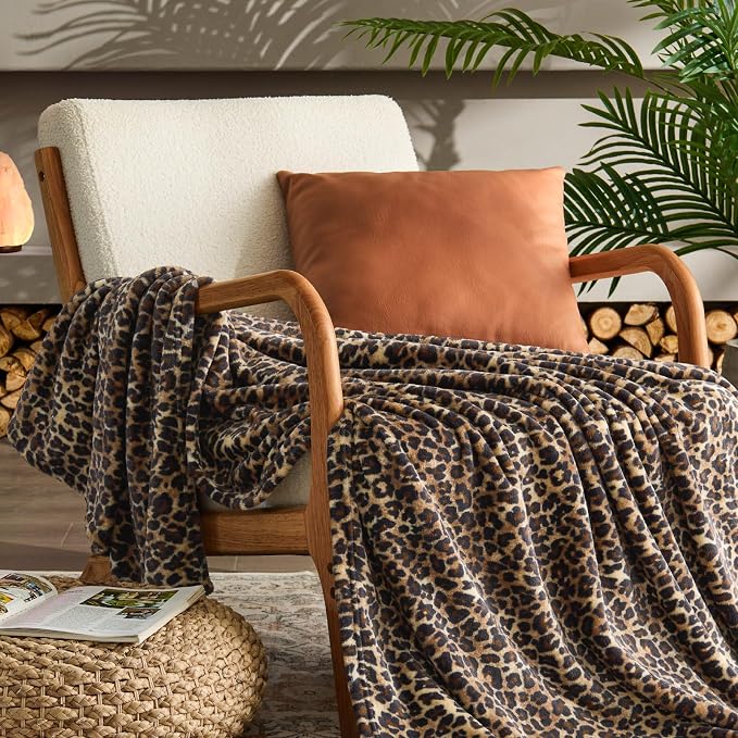 BEDELITE Fleece Blanket Soft Plush Twin Size Blanket Brown Leopard 60"x80" | Ultra Soft Fleece, Plush Microfiber, Lightweight Warmth, All Season Comfort, Cheetah Decor, Machine Washable, Couch Sofa Bed