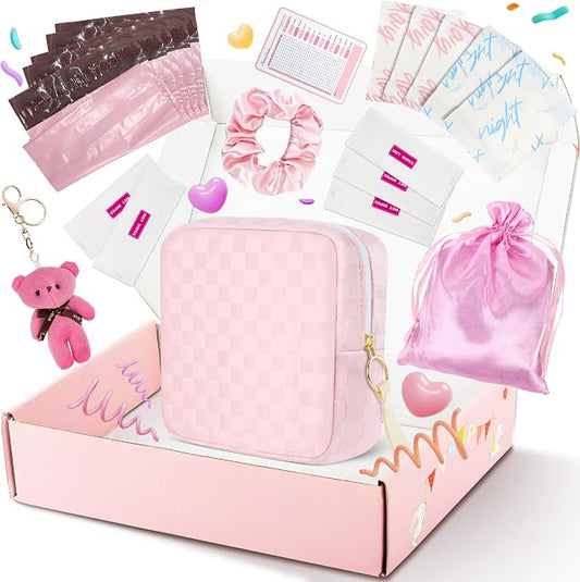 Likesing First Period Kit for Girls, 5.3" Checkered Tampon Holder for Purse, Menstrual Starter Tampon Bag Pad Pouch, Emergency Sanitary Napkin Storage Bag Teen Period Kit Gifts for Tweens