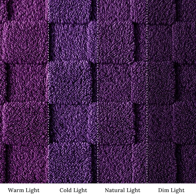 Exclusivo Mezcla 3D Checkered Fleece Twin Blanket for Bed, Purple | Super Soft and Cozy Fluffy Bed Blanket, Cute Fuzzy Blanket for Teens Back to School, Dorm Essentials, All Season, 60"x80"