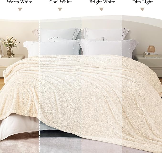 Exclusivo Mezcla Fleece Throw Blanket for Couch and Sofa, 50" x 60" | Super Soft and Cozy Fluffy Blanket for Women, Lightweight and Fuzzy Throw for Home Decor, All Season, White
