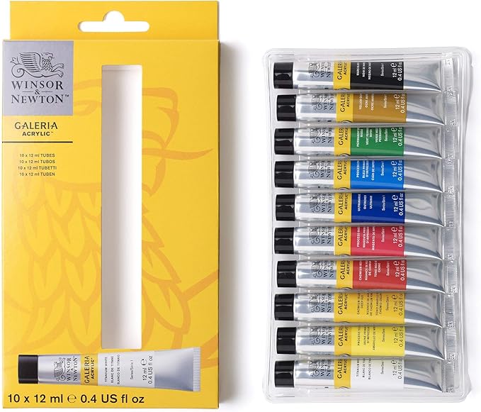 Winsor & Newton Galeria Acrylic Paint, 10 x 12ml (0.4--oz) Tube Paint Set