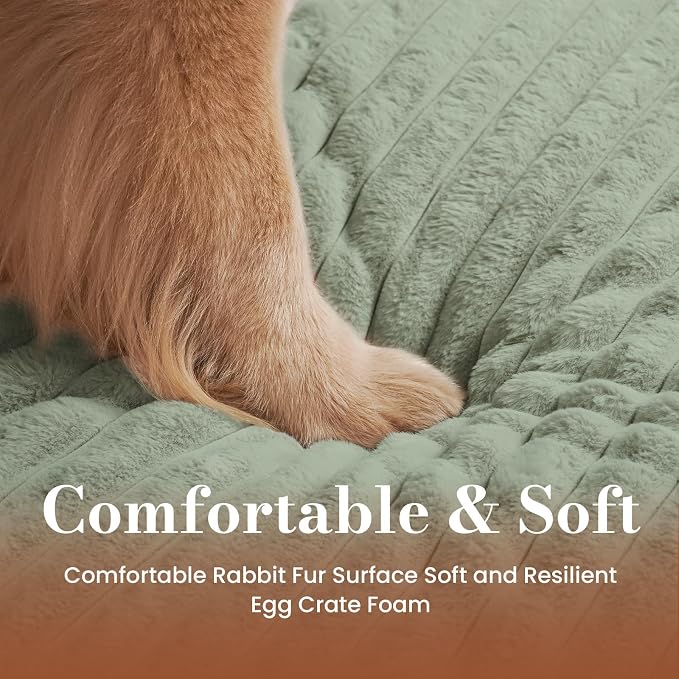 Extra Large Orthopedic Dog Crate Bed with Waterproof Lining | Egg crate foam for joint support. Soft plush surface. Non-slip bottom. Removable & machine washable cover. OEKO-TEX certified
