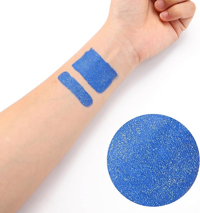 CCbeauty Blue Glitter Eye Black Stick for Baseball Football Softball Lacrosse Sport Accessories, Anti-Glare Eyeblack, Waterproof Face Paint, Last All Game, Smooth Application, High Pigmented Color