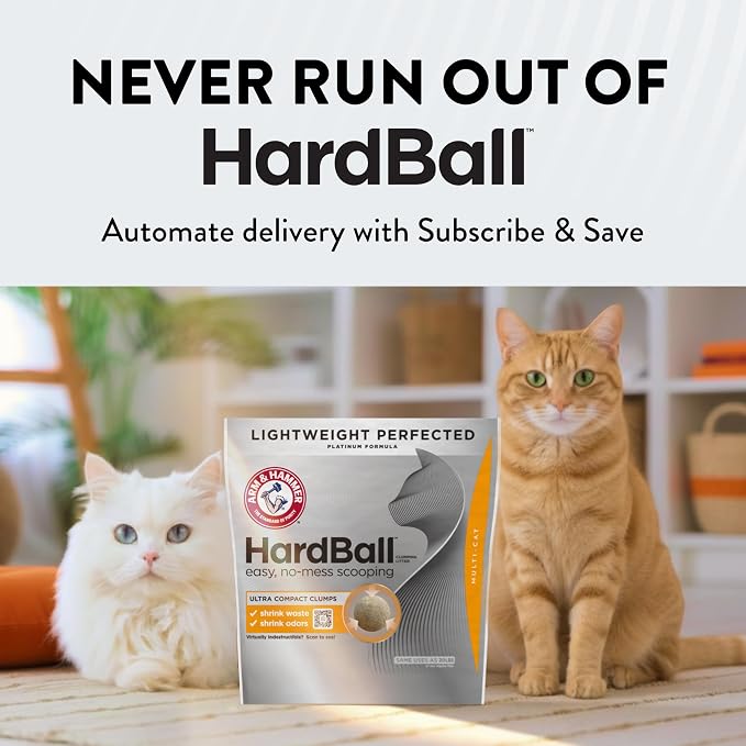 ARM & Hammer Hardball Clumping Cat Litter, Garden Bloom, 14.5 Lbs | Lightweight 5-in-1, 24/7 Odor Control, Easy Clean Up, Non-Clay Formula, 99.9% Dust-Free, Multi-Cat