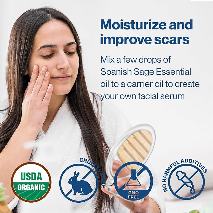 USDA Certified Organic Spanish Sage Essential Oil || Pure || Spain - 5 mL