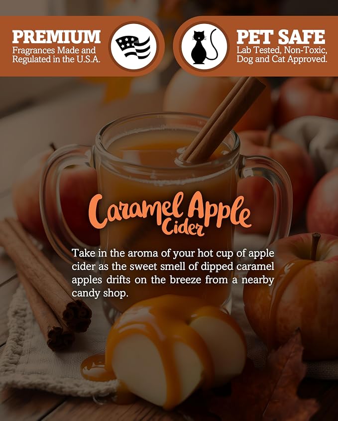 Shortie's Candle Company Caramel Apple Cider Premium Wax Melts 4 Pack - 12 Oz., Strong & Long Lasting, Non-Toxic - Made with Essential & Natural Oils - Formula 117