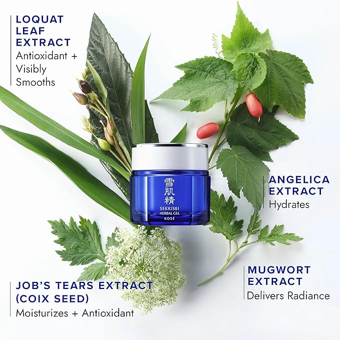 SEKKISEI Herbal Gel, Multi-Purpose 6 in1 benefits Hydrating Gel Moisturizer & Mask, 2.8 Ounce