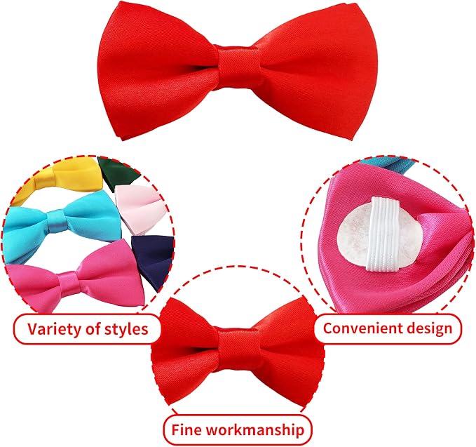 PET SHOW 12 Pack Plain Dog Bowties for Small Dogs Slide on Collar