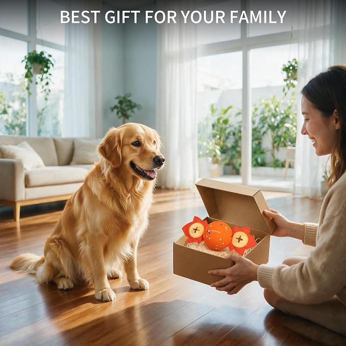 Interactive Dog Toys with Replacement Shell, Orange