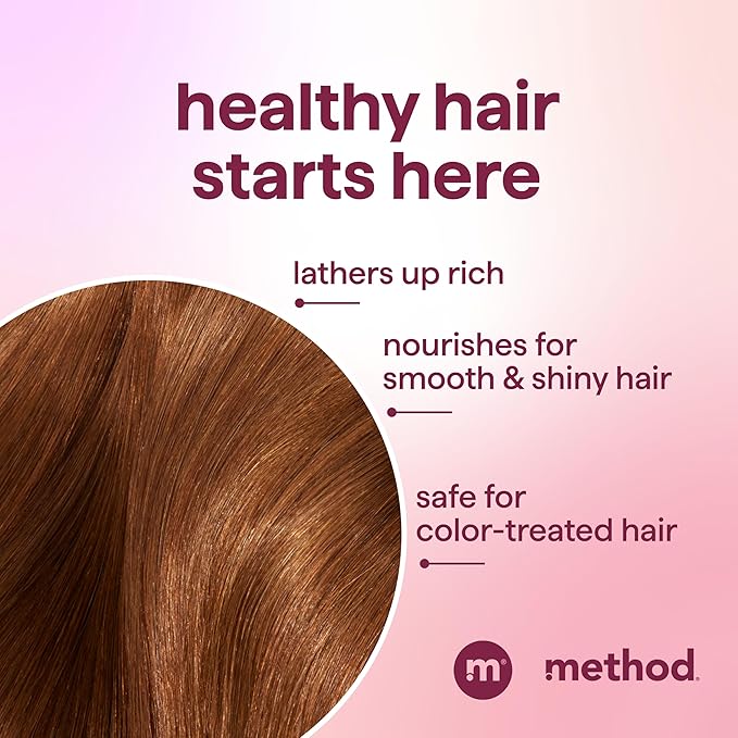 Method Volumizing Shampoo, Pure Peace with Rose, Peony, and Pink Sea Salt Scent Notes, Paraben and Sulfate Free, 14 oz (Pack of 1)
