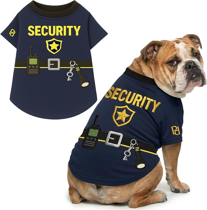 Parisian Pet Dog Security Woofficer Shirt - Embroidered Pet Vest - 100% Cotton & Polyester Doggy Shirt - Lightweight Pet Clothes - Sleeved Puppy Costume - Funny Shirts for Large Dogs - 3XL