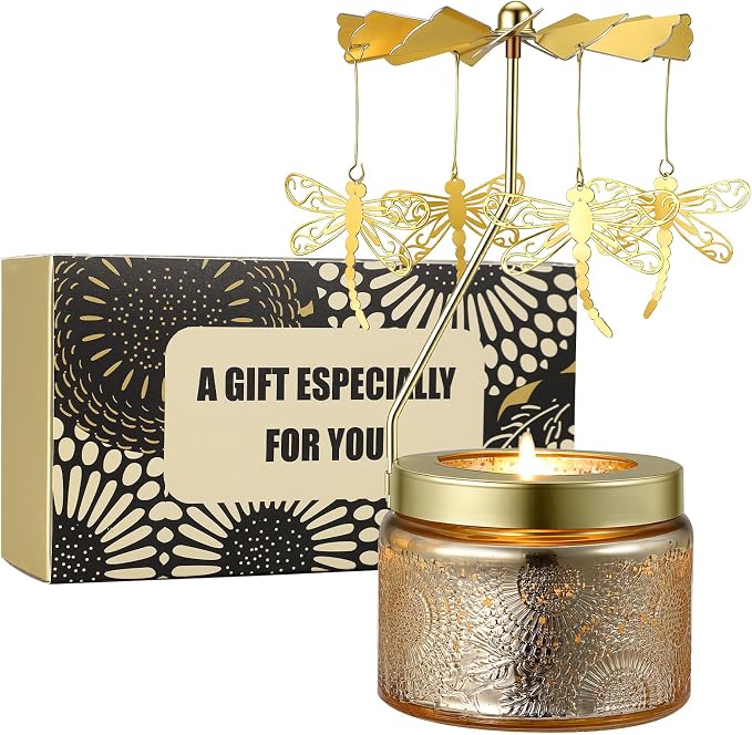 Dragonfly Rotating Scented Candle, Gifts for Women Mom Daughter Sister Wife | Birthday Gifts for Women Friendship, Unique Candle Gift for Christmas Anniversary Mothers Day