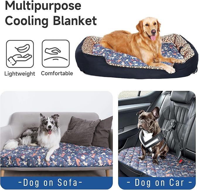 wegreeco Pet Dog Cooling Mat, Outdoor Dog Cooling Pad, Lightweight Bed Cooling Blanket for Dogs and Cats,Small Medium Large Puppy Cool Pad for Dogs,Cute L