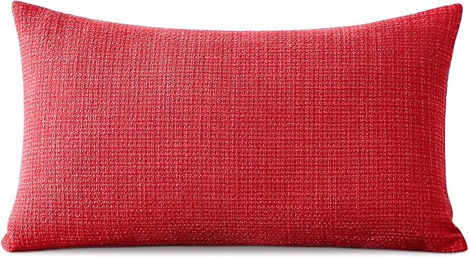 OTOSTAR Linen Throw Pillow Cover Set of 1 Decorative Lumbar Pillowcases Cushion Covers 16x24 Inch for Home Decor Sofa Bedroom Car 40 x 60CM Red